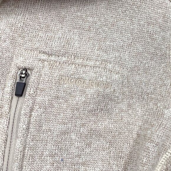 Woolrich Oatmeal Beige 1/4 Zip Fleece Pullover Sweater Jacket Men's Medium M - Picture 4 of 10